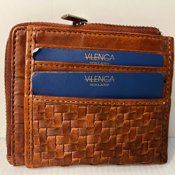 Vilenca Holland Authentic Genuine Leather wWoven Detail CoinCase/Keychain Wallet - Picture 3 of 9